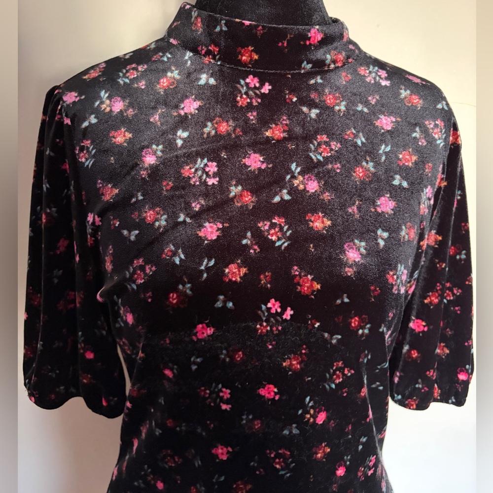 Gypsies & Moondust Dark Velvet Floral Top